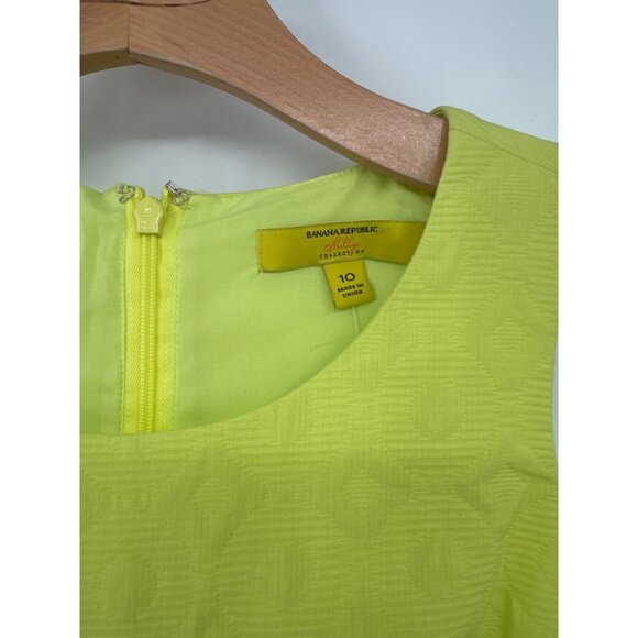 Banana Republic Mily Sleeveless Textured Lime Green Sheath Dress Sz 10 new $140 - Picture 3 of 7